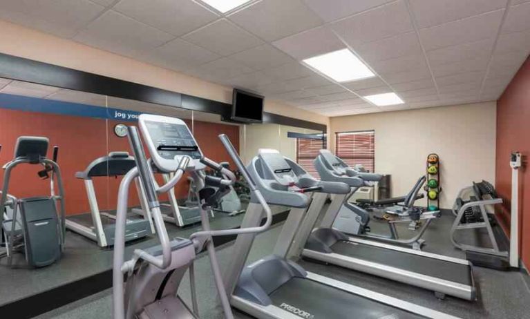 Treadmills at the fitness center of the Hampton Inn Grand Rapids North.