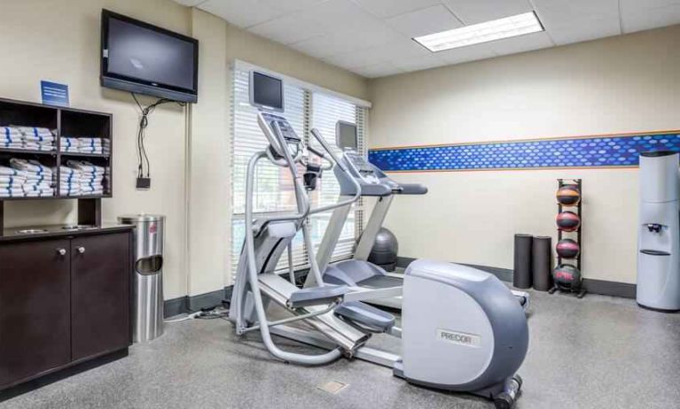 Fitness center at the Hampton Inn & Suites Westford-Chelmsford.