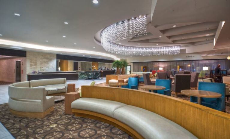 Stylish lobby workspace with lounges at the DoubleTree by Hilton Washington DC - Crystal City.