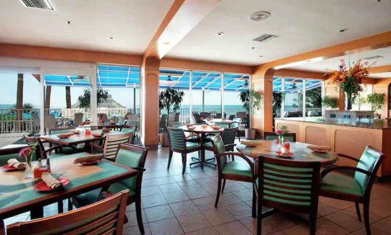 Restaurant area perfect for co-working at the DoubleTree Beach Resort by Hilton Tampa Bay - North Redingto.