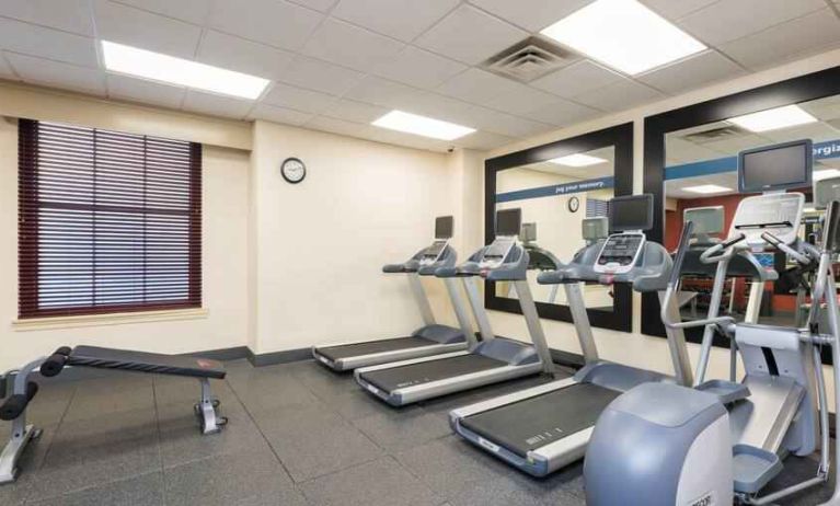 Fitness center with treadmills at the Hampton Inn Indianapolis Dwtn Across from Circle Centre.