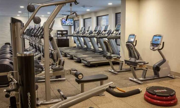 Fully equipped fitness center at the DoubleTree by Hilton Pittsburgh Green Tree.