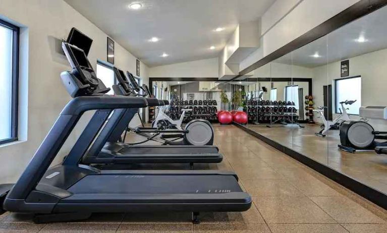 Fitness center with treadmills at the Embassy Suites by Hilton Colorado Springs.