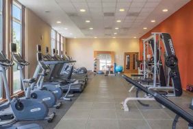 Fitness center with treadmills and machines at the Hilton Reading.