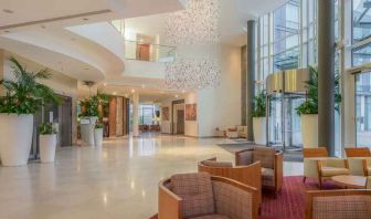 Elegant lobby workspace at the Hilton Reading.