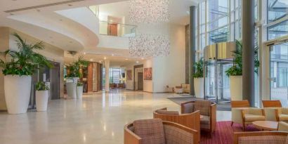 Elegant lobby workspace at the Hilton Reading.