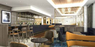 Restaurant area perfect for co-working at the DoubleTree by Hilton Hull.