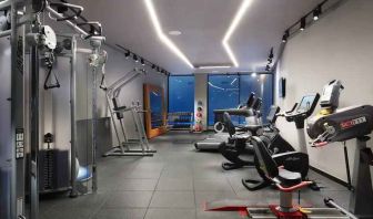 Fitness center at the Hilton London Bankside.