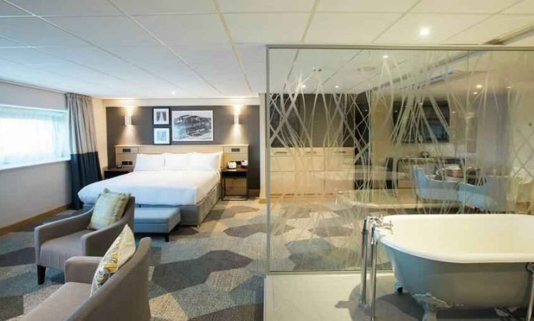 Beautiful and spacious king suite with bath tub at the DoubleTree by Hilton Coventry Building Society Arena.