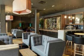 Lobby workspace with sofas at the DoubleTree by Hilton Edinburgh City Centre.