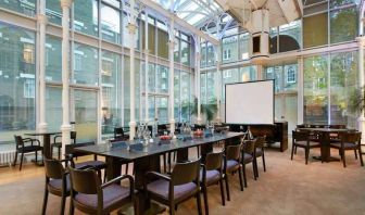 Beautiful and bright hotel workspace at the Hilton London Euston.