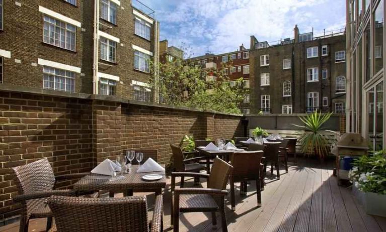 Outdoor terrace perfect for co-working at the Hilton London Euston.