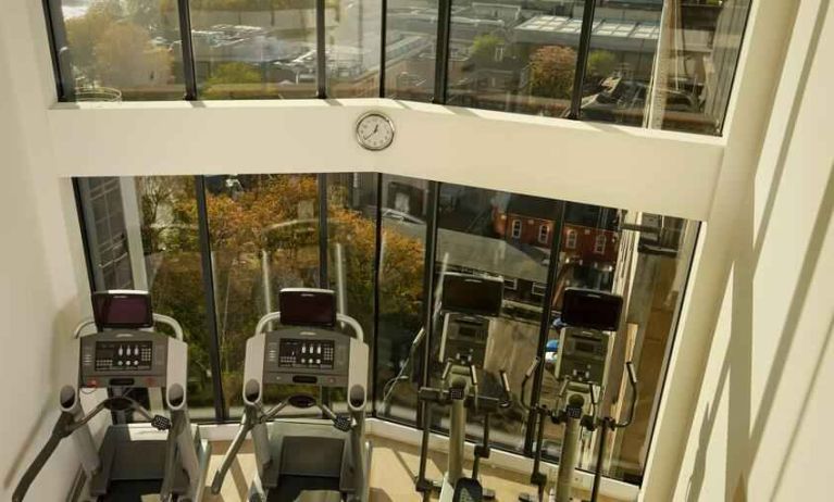 Treadmills at the fitness center of the The Westminster London, Curio Collection by Hilton.