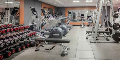 Fully equipped fitness center at the Hilton Northampton.