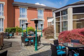 Outdoor patio perfect for co-working at the Hilton Northampton.