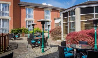 Outdoor patio perfect for co-working at the Hilton Northampton.