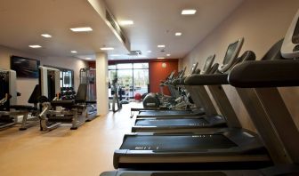 Fitness center with treadmills at the Hilton London Heathrow Airport Terminal 5.