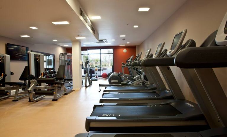 Fitness center with treadmills at the Hilton London Heathrow Airport Terminal 5.