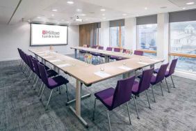 Meeting room with u shape table at the Hilton Garden Inn Birmingham Brindleyplace.