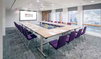 Meeting room with u shape table at the Hilton Garden Inn Birmingham Brindleyplace.