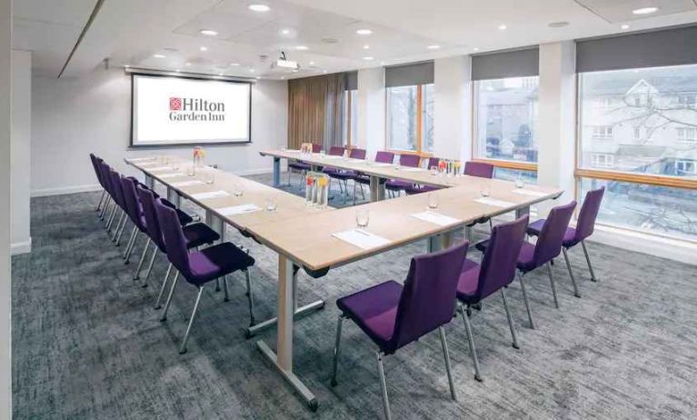 Meeting room with u shape table at the Hilton Garden Inn Birmingham Brindleyplace.