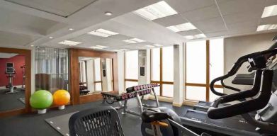 Fitness center at the Hilton Garden Inn Birmingham Brindleyplace.