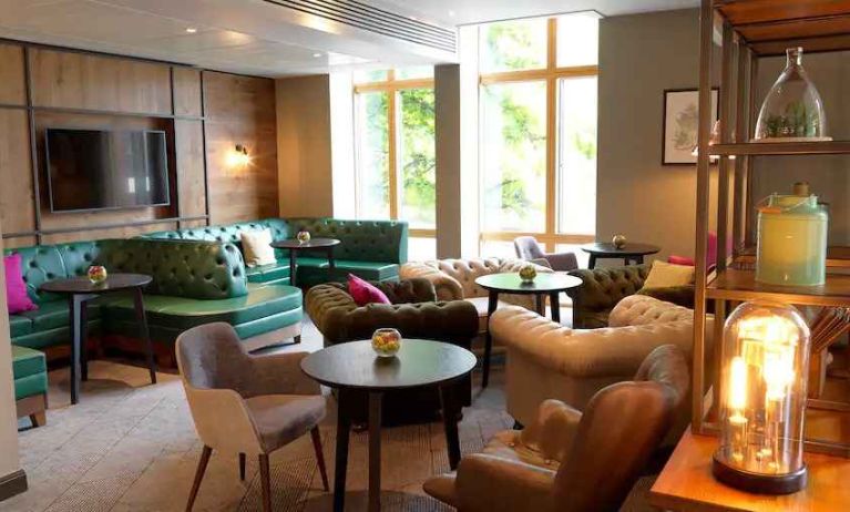 Comfortable lobby workspace at the Hilton Garden Inn Birmingham Brindleyplace.