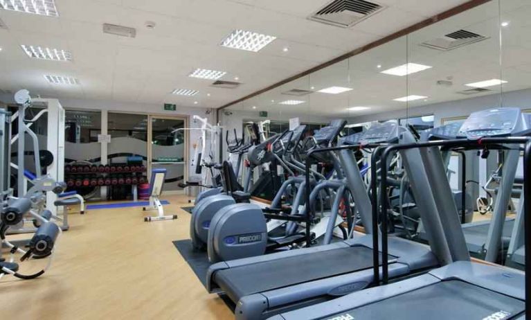 Fitness center with treadmills at the DoubleTree by Hilton Newbury North.