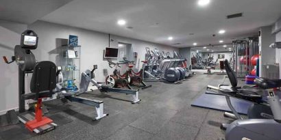 Fully equipped fitness center at the DoubleTree by Hilton Bristol North.