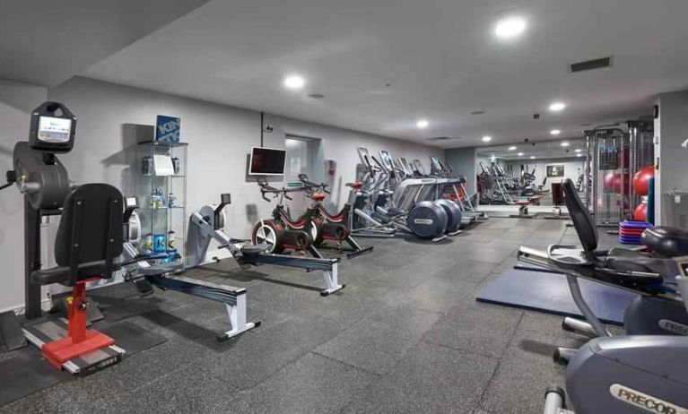 Fully equipped fitness center at the DoubleTree by Hilton Bristol North.