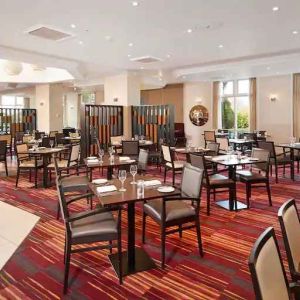 Restaurant area perfect for co-working at the DoubleTree by Hilton Dartford Bridge.