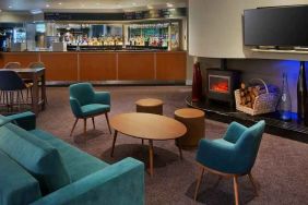 Comfortable lobby workspace at the DoubleTree by Hilton Manchester Airport.