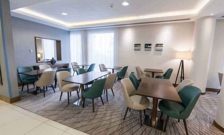 Comfortable lobby workspace at the Hampton by Hilton Bournemouth.