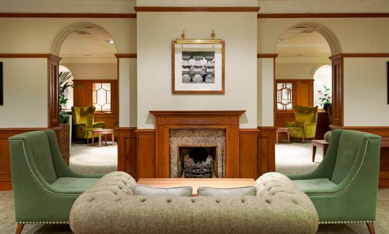 Elegant seating area by the fireplace at the DoubleTree by Hilton Southampton.