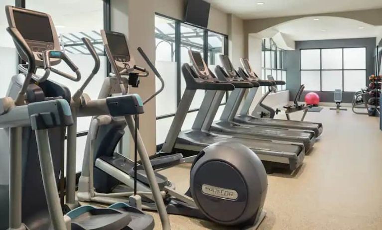 Fully equipped gym at the Embassy Suite by Hilton Atlanta Alpharetta