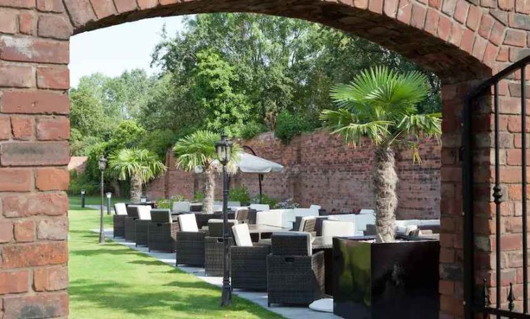 Beautiful outdoor patio perfect as workspace at the DoubleTree by Hilton Hotel & Spa Chester.