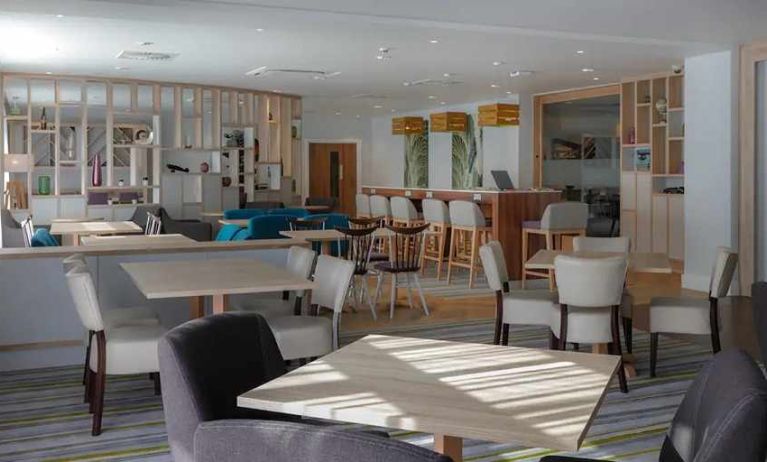 comfortable lounge and coworking space ideal for digital nomads at Hampton by Hilton Exeter Airport.