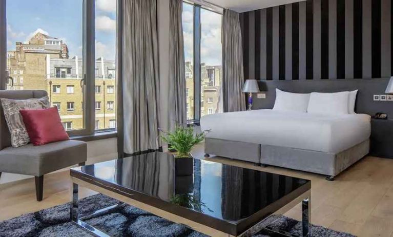 spacious king suite with city views at DoubleTree by Hilton London Greenwich.