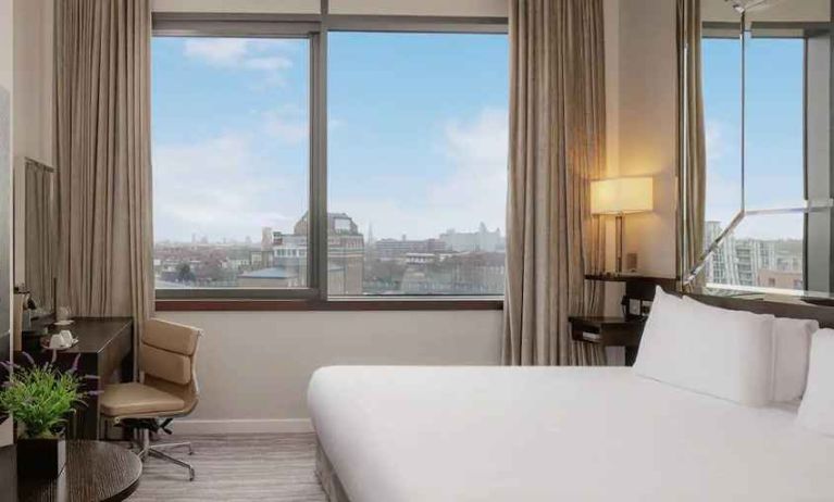 comfortable king room with work desk and lots of natural light at DoubleTree by Hilton London Greenwich.