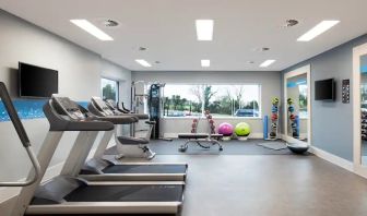 Fitness center with treadmills at the Hampton by Hilton Bristol Airport.