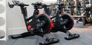 Fitness center with exercise bicycles at the Hilton Birmingham Metropole.