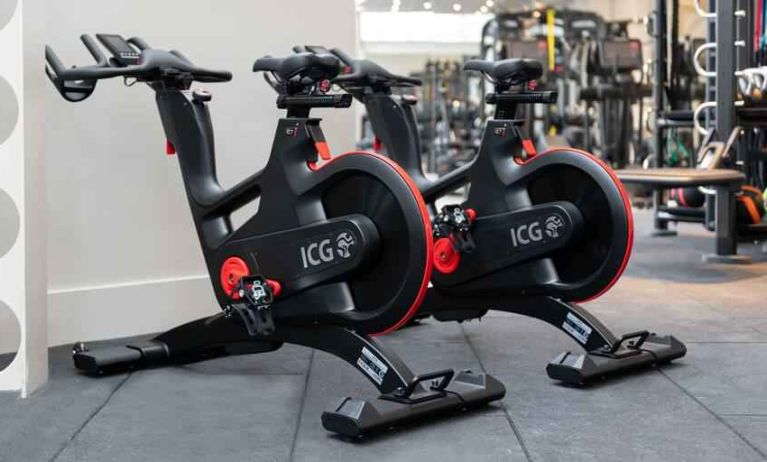 Fitness center with exercise bicycles at the Hilton Birmingham Metropole.