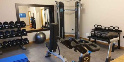 Fully equipped fitness center at the DoubleTree by Hilton Brescia.