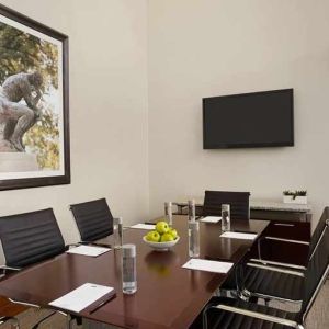 professional and bright-lit meeting room ideal for all business meetings at Homewood Suites by Hilton University City Philadelphia, PA.