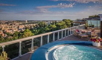 Beautiful terrace with jacuzzi overlooking the city at the Rome Cavalieri, A Waldorf Astoria Hotel.