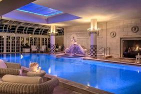 Relaxing indoor pool at the Rome Cavalieri, A Waldorf Astoria Hotel.