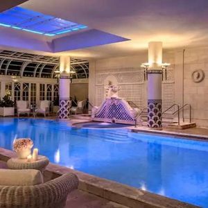 Relaxing indoor pool at the Rome Cavalieri, A Waldorf Astoria Hotel.