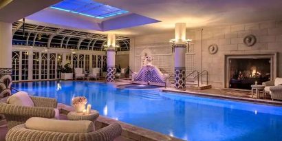 Relaxing indoor pool at the Rome Cavalieri, A Waldorf Astoria Hotel.