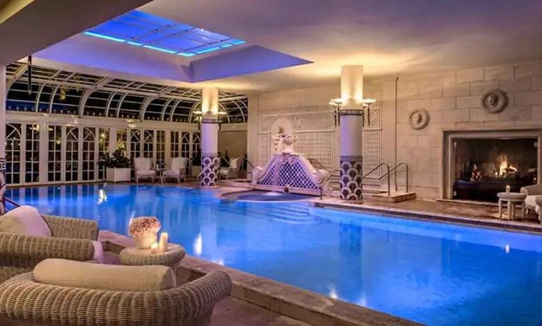 Relaxing indoor pool at the Rome Cavalieri, A Waldorf Astoria Hotel.