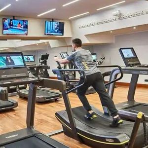 Fully equipped fitness center at the Rome Cavalieri, A Waldorf Astoria Hotel.